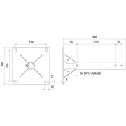 DEHN - Sockel für Fangeinrichtung Blitzschutz Stützrohrständer SRS D50 300 #105244 D 50 mm Stützrohre