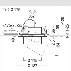 Zumtobel Group - Downlight/Strahler/Flutlicht LED - Einbaustrahler V2 - R L3800 #60716759 927 - 65