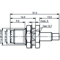 Telegärtner - Koax-Steckverbinder MiniUHF-Einbaubuchse 100024360 cr/crG7(RG316/U) − 5 Stück
