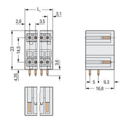 WAGO - Leiterplattensteckverbinder THT-DoppelstockStiftleiste 734-409 1,0x1,0,abgew.,lgr − 50 Stück