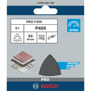 Bosch - Schleifpapier/Schleifvlies PRO F355 Schleifblatt, 93 2608605198 mm, G400, 5-tlg