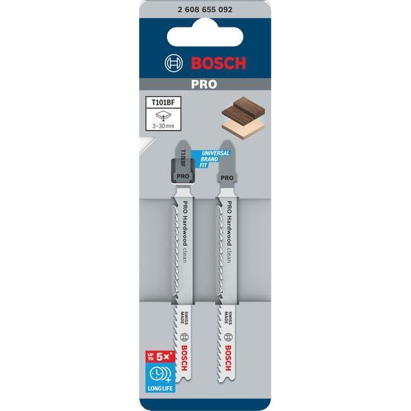Bosch - Stichsägeblatt PRO Hardwood clean T101BF 2608655092VE(2) Stichsägeblatt 100 − 10 Packung