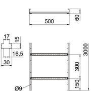 OBO Bettermann Vertr - Kabelleiter Kabelleiter LCIS 650 3 FS Sprosse gelocht − 3 Meter