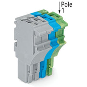 WAGO - Ein- und mehrpolige Klemmenleiste 1-Leiter-Federleiste 2022-104/000-038/999 4 mm²,gr/bl/gn-ge − 50 Stück
