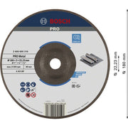 Bosch - Trenn-/Schleifscheibe PRO Metal Trennscheibe, 2608600316 180 x 3 x 22.23 mm
