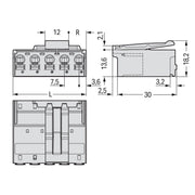 WAGO - Ein- und mehrpolige Klemmenleiste 1-Leiter-Stiftleiste 2092-3524/002-000 CAGECLAMP,2,5mm²,lgr − 50 Stück