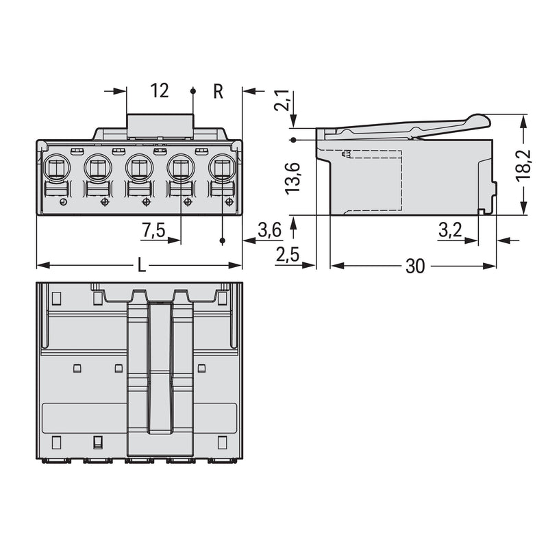 WAGO - Ein- und mehrpolige Klemmenleiste 1-Leiter-Stiftleiste 2092-3524/002-000 CAGECLAMP,2,5mm²,lgr − 50 Stück