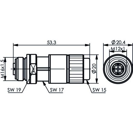 Telegärtner - Modularer Steckverbinder STX M12x1 KD X-kod. 100007546 Cat.6A(IEC) − 10 Stück