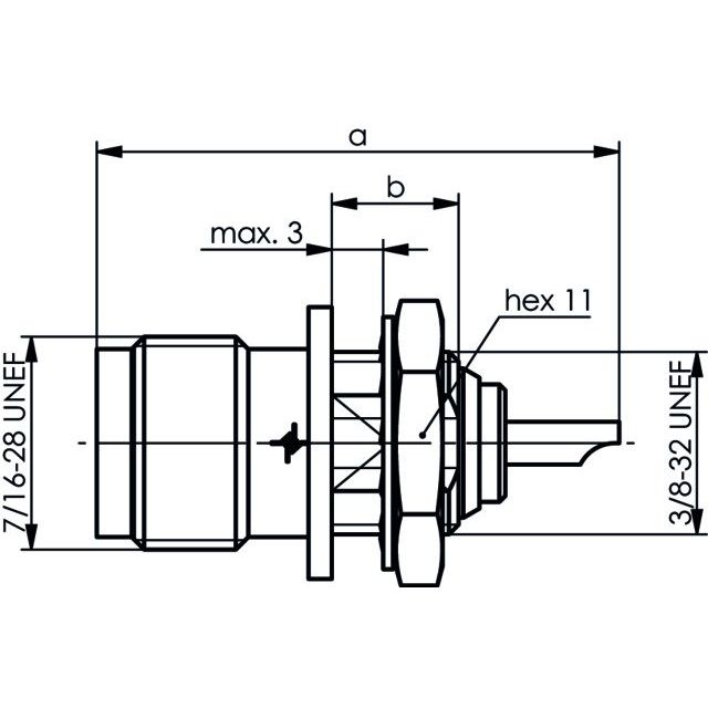 Telegärtner - Koax-Steckverbinder TNC-Einbaubuchse löt 50Ohm 100023801 − 5 Stück