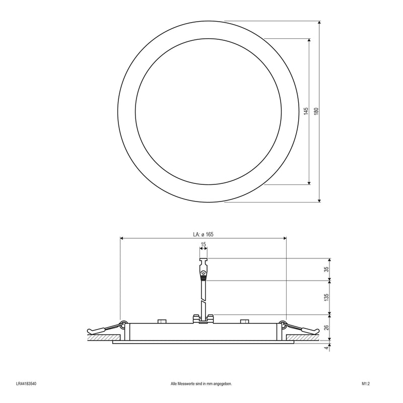 EVN Lichttechnik - Decken-/Wandleuchte LED-Einbaupanel rund LR44183540 4000K IP44 350mA ws