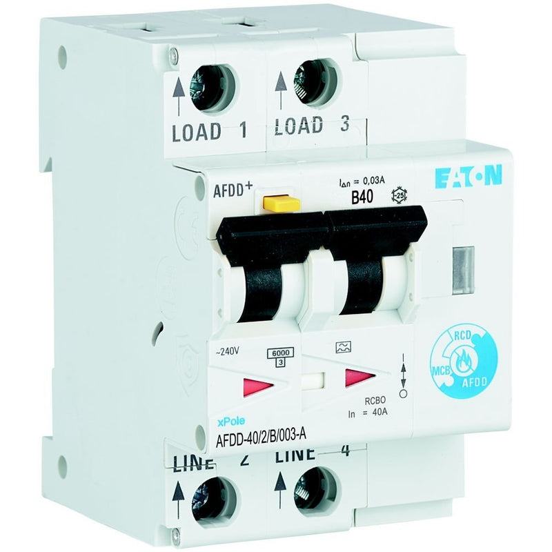 Eaton - Kombination FI-Schalter/Leitungsschutzschalter mit Zusatzeinrichtung Brandschutzschalter AFDD-40/2/B/003-A 2polig, B40A, 30mA