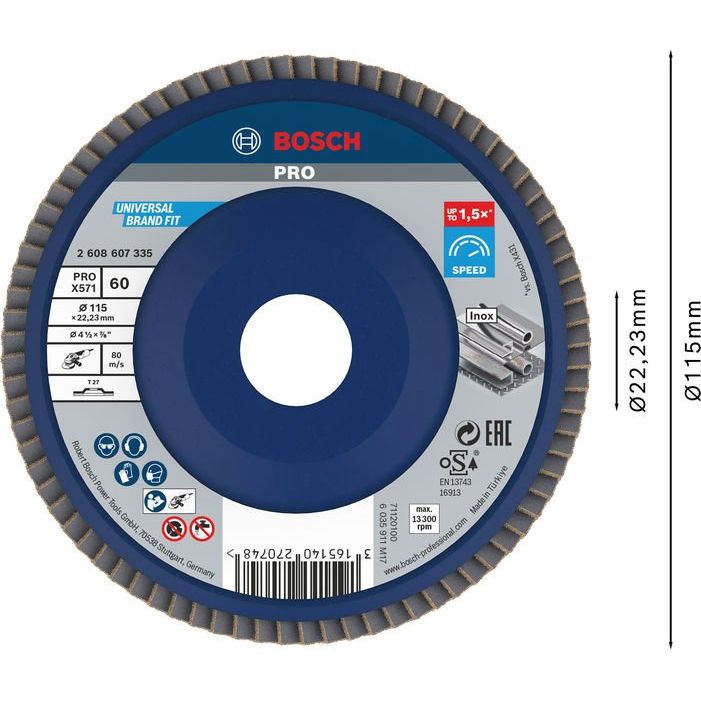 Bosch - Trenn-/Schleifscheibe PRO X571 2608607335 Fächerschleifscheibe