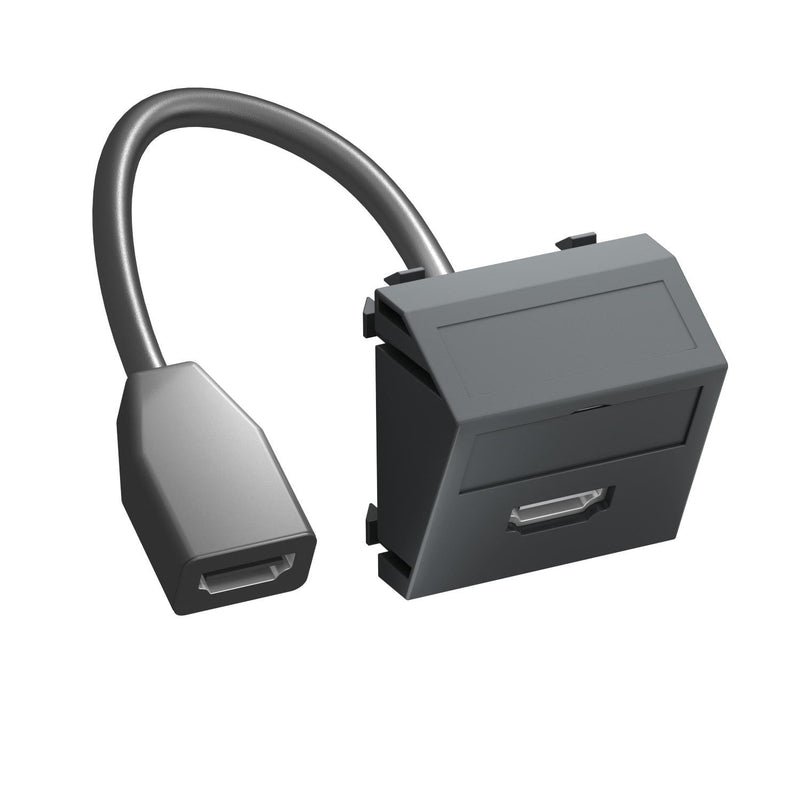 OBO Bettermann - Einsatz/Abdeckung für Kommunikationstechnik Multimediaträger HDMI MTS-HD F SWGR1 45x45mm sw-gr