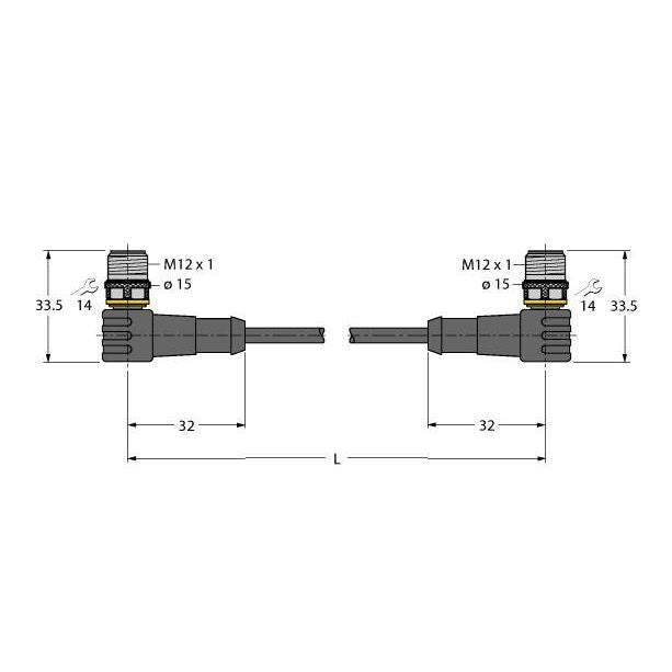 Turck - Rundsteckverbinder, feldkonfektionierbar (Industriesteckverbinder) PUR-Kabelmantel WSC-WSC5701-1M Thin