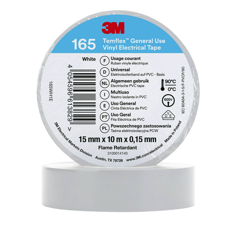 3M - Klebeband PVC Elektro-Isolierband Temflex165 weiß15X10 165WH1E