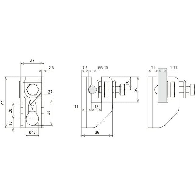 DEHN - Leitungshalter für Blitzschutz Flachband-Rundltg.-Halter FRH116.10WA11B7STTZN St/tZn