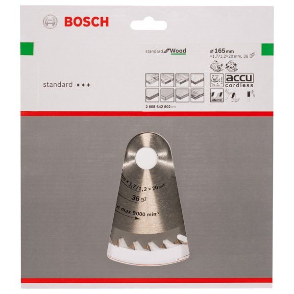 Bosch - Kreissägeblatt PRO Wood Kreissägeblatt, 2608642602 165 x 1,7 x 20 mm