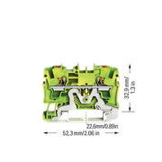 WAGO - Schutzleiter-Reihenklemme 2-Leiter-Schutzleiterkl. 2204-1207 4qmm, grün-gelb − 50 Stück