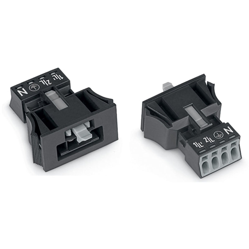 WAGO - Geräteanschluss für steckbare Gebäudeinstallation Snap-In-Stecker 890-714 4-polig,Kod. A,sw − 50 Stück
