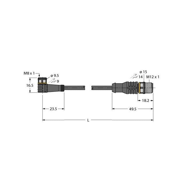 Turck - Konfektioniertes Sensor-Aktor-Kabel Aktuator- u. Sensorleitung PKW4M0.6RSC4.4T/TXL PUR