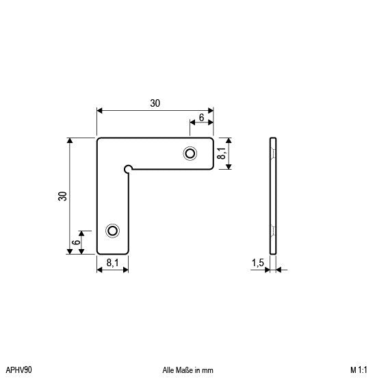 EVN Lichttechnik - Mechanisches Zubehör/Ersatzteile für Leuchten Eckverbinder APHV90 f.Alu-Profile 90Gr