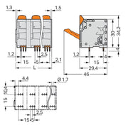 WAGO - Leiterplattenklemme Hebel 2616-3357 16mm²,grau − 14 Stück