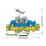 WAGO - Schutzleiter-Reihenklemme Drei-Stock-Klemme 280-547 0,08-2,5mmq gn/ge/bl
