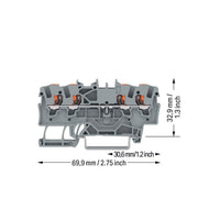 WAGO GmbH & Co. KG - Durchgangs-Reihenklemme 4-Leiter-Durchgangsklemme 2201-1401 1,5qmm, grau − 100 Stück