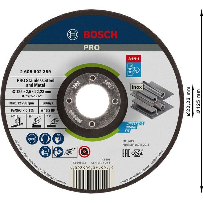 Bosch - Trenn-/Schleifscheibe PRO Stainless Steel and 2608602389 Metal 3-in-1 Disc