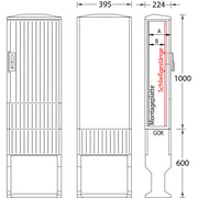 uesa - Gehäuse/Schaltschrank (leer) Flachschrank A060-M-1000 1000x395x224mm
