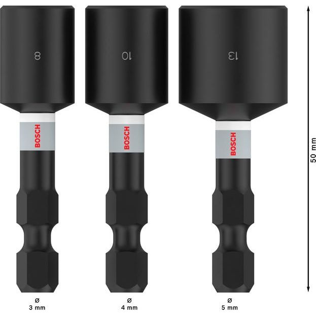 Bosch - Steckschlüsselset PRO Nutsetter Impact Set, 2608521U64VE(3) 8 x 50 10 x 50 13 x − 5 Packung