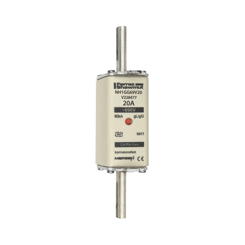 Mersen - Messersicherung NH-Sicherungseinsatz SF NH1GG69V20 Gr.1 gG 20A/690V KM − 3 Stück
