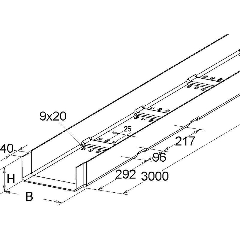 Niedax - Kabelrinne GFK-Kabelrinne KKL 80.500 − 3 Meter