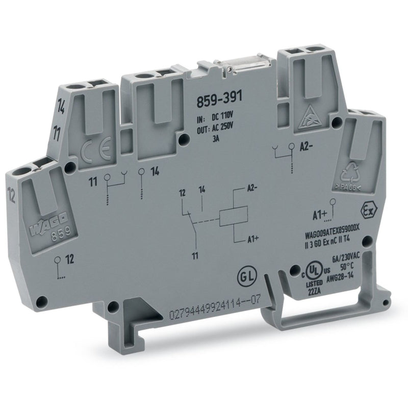 WAGO GmbH & Co. KG - Schaltrelais Relaismodul 859-391 DC 110 V,1 W,grau − 10 Stück