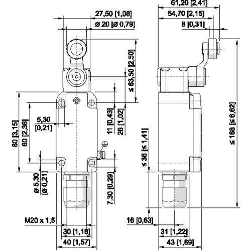 Stahl - Einzelpositionsschalter Positionsschalter 8074/2-3-D-40#257207 Drehhebel