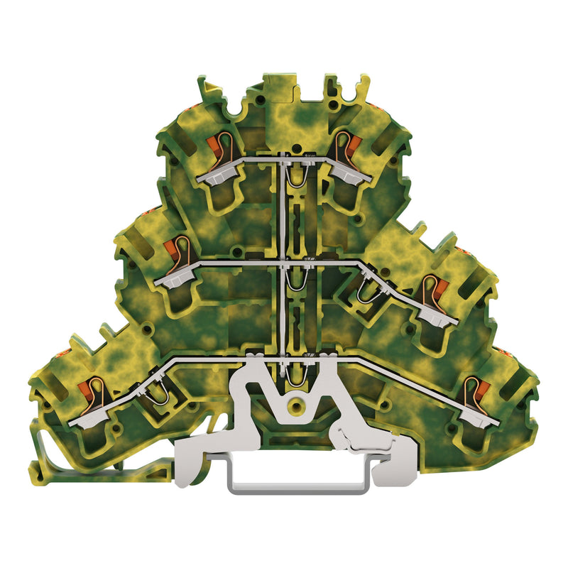 WAGO - Schutzleiter-Reihenklemme Dreistockklemme 2202-3207 2,5 qmm, grün-gelb − 50 Stück