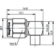 Telegärtner - Koax-Steckverbinder SMA-Kabelwinkelstecker AU 100024623 RG405/U,UT85,B.1671A − 5 Stück