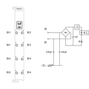 WAGO - Feldbus, Dez. Peripherie - Digitales Ein-/Ausgangs-Modul 4-Kanal-Digitaleingang 753-415 AC/DC 24 V,20 ms,lgr