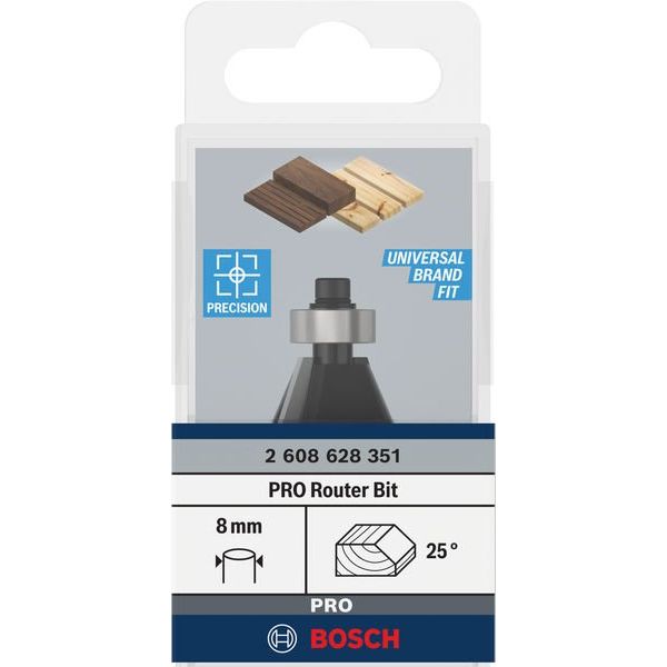 Bosch - Fräser PRO Fasefräser, 2608628351 25°, Schaft 8 mm