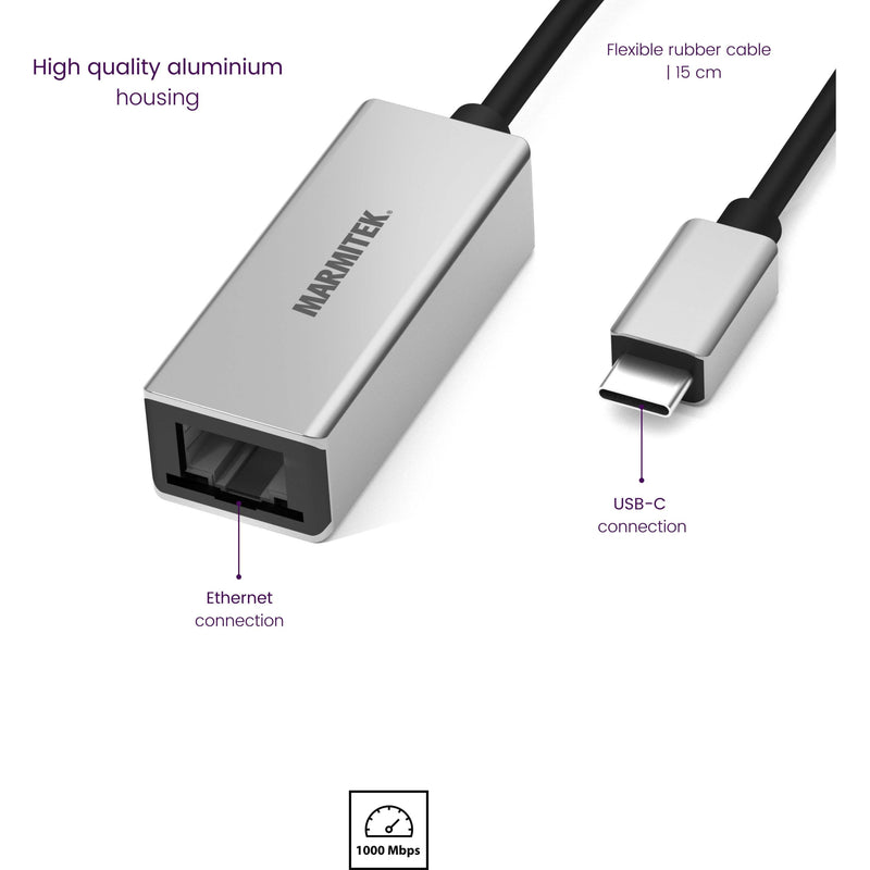 MARMITEK - Zubehör/Ersatzteile für Unterhaltungselektronik Adapter USB Typ C MARMITEK ConUSB-C/Et zu Ethernet