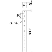 OBO Bettermann - Befestigungselement für Stiel/Profilschiene Flachstahl Degussa FLA 5 FTK SGR 40x5x3000, silbergr − 15 Meter