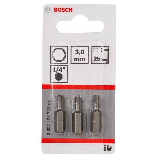 Bosch - Bit Schrauberbit Extra-Hart 2607001722 HEX 3 25 mm 3er-Pack