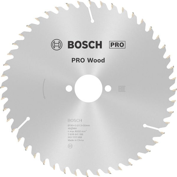 Bosch - Kreissägeblatt PRO Wood Kreissägeblatt, 2608641186 190 x 2 x 30 mm, Z48