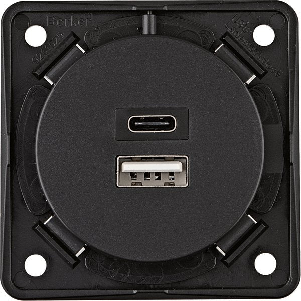 Berker - USB-Spannungsversorgung USB Ladesteckdose 926202505 230V,2fach,3A,A+C