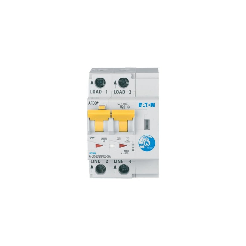 Eaton - Kombination FI-Schalter/Leitungsschutzschalter mit Zusatzeinrichtung Brandschutzschalter AFDD-25/2/B/003-G/A 2p,B,25A,30mA,TypG/A