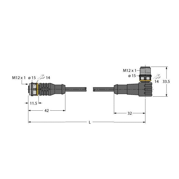Turck - Konfektioniertes Sensor-Aktor-Kabel Aktuator- u. Sensorleitung RKC4T-5-WSC4T/TEL PVC