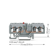 WAGO - Bauelement-Reihenklemme Bauelementklemme 280-658/281-434 Leiter,LEDrot,grau − 100 Stück