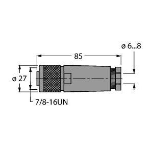Turck - Rundsteckverbinder, feldkonfektionierbar (Industriesteckverbinder) Steckverbinder BK4140-0/9 konfektionierbar