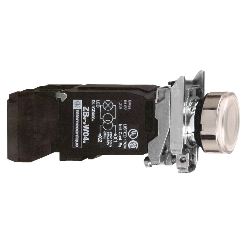 Schneider Electric - Drucktaster, Komplettgerät Leuchtdrucktaster, weiß XB4BW3135 o. Rast. 1S+1Ö