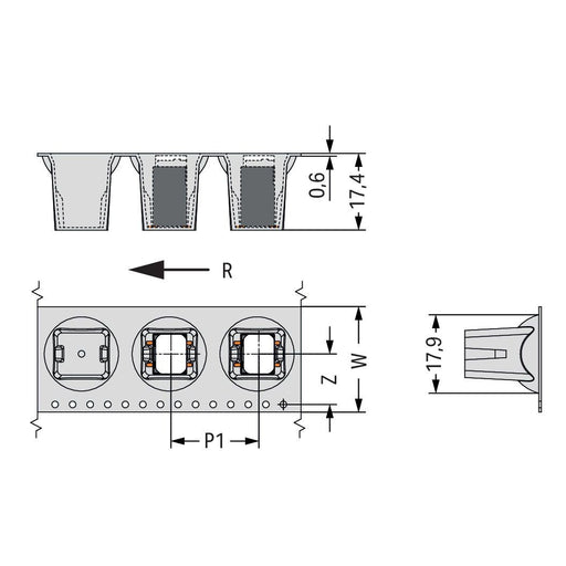 WAGO GmbH & Co. KG - Leiterplattenklemme SMD-Leiterplattenklemme 20863108700000900000 Drücker,1,5mm²,sw − 1080 Stück